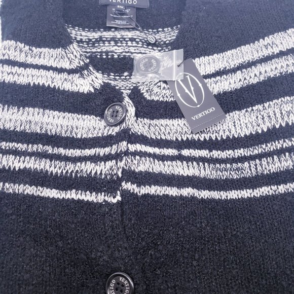 VERTIGO Striped Poncho Black & Gray Button-Up S/M & L/xL - Picture 7 of 9